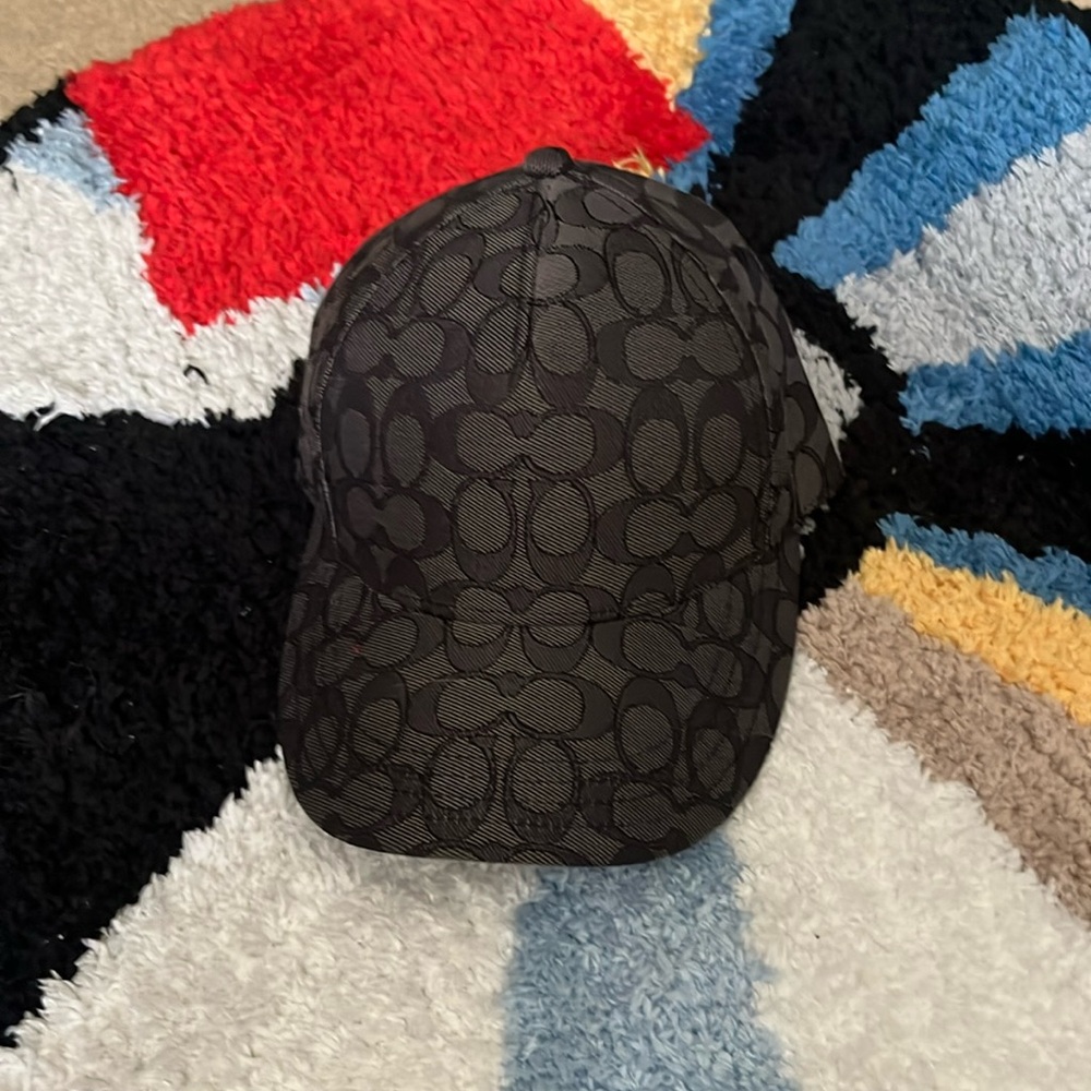 Coach leather strap back hat